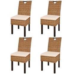 Chaises à manger lot de 4 rotin Kubu bois de manguier 