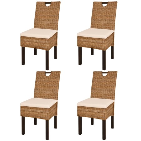Chaises à manger lot de 4 rotin Kubu bois de manguier 