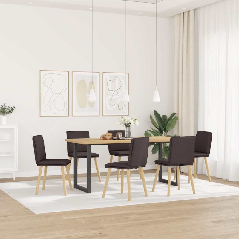 Chaises à manger lot de 6 marron foncé tissu 