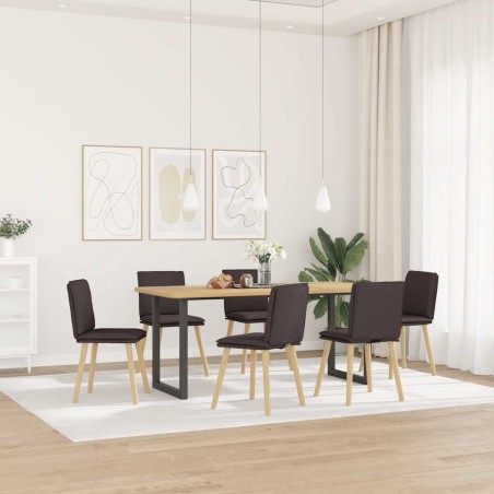 Chaises à manger lot de 6 marron foncé tissu 