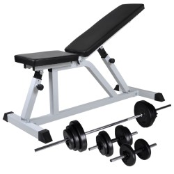 Banc d'entraînement avec jeu d'haltères 30,5 kg 