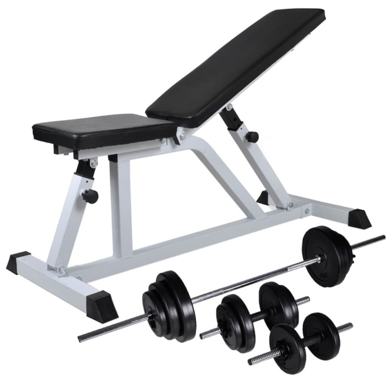 Banc d'entraînement avec jeu d'haltères 30,5 kg 