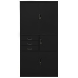 Armoire de bureau Noir 90x40x180 cm Acier 
