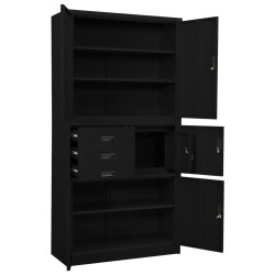 Armoire de bureau Noir 90x40x180 cm Acier 