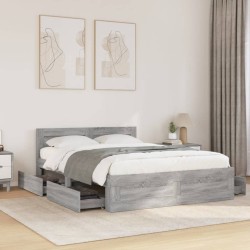 Cadre de lit et tête de lit sans matelas sonoma gris 140x200 cm 