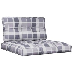 Coussins de palette lot de 2 motif à carreaux gris tissu 