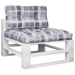 Coussins de palette lot de 2 motif à carreaux gris tissu 