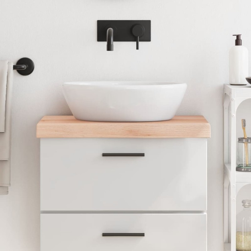 Comptoir de salle de bain 60x30x(2-6) cm bois massif non traité 