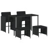 Ensemble à manger de jardin coussins 5pcs Noir Résine tressée 