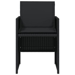 Ensemble à manger de jardin coussins 5pcs Noir Résine tressée 