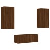 Unités murales TV avec LED 4 pcs chêne marron bois d'ingénierie 