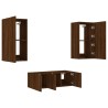 Unités murales TV avec LED 4 pcs chêne marron bois d'ingénierie 