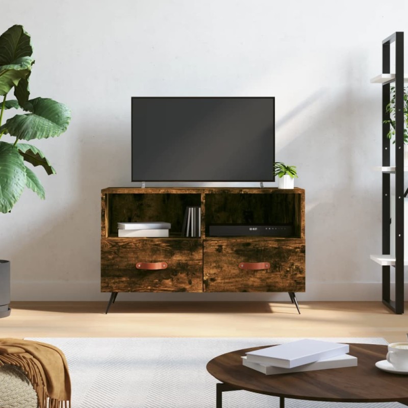 Meuble TV Chêne fumé 80x36x50 cm Bois d'ingénierie Meuble TV Chêne fumé 80x36x50 cm Bois d'ingénierie