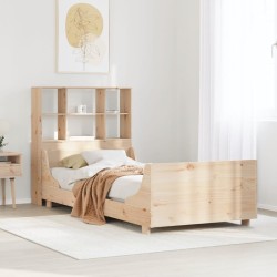 Lit bibliothèque sans matelas 90x190 cm bois massif 