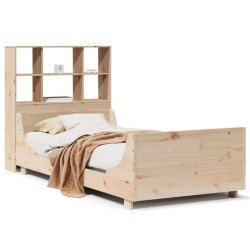 Lit bibliothèque sans matelas 90x190 cm bois massif 