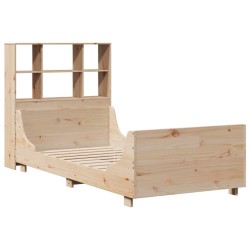 Lit bibliothèque sans matelas 90x190 cm bois massif 