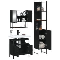 Ensemble de meubles salle de bain 3 pcs noir bois d'ingénierie 