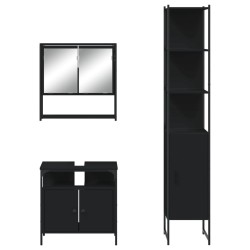 Ensemble de meubles salle de bain 3 pcs noir bois d'ingénierie 