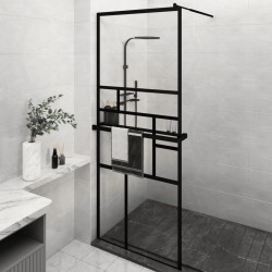 Paroi de douche avec étagère Noir 80x195 cm Verre ESG&Aluminium 