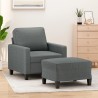 Fauteuil avec repose-pied Gris foncé 60 cm Tissu 