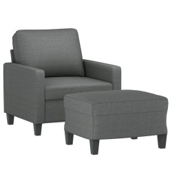 Fauteuil avec repose-pied Gris foncé 60 cm Tissu 