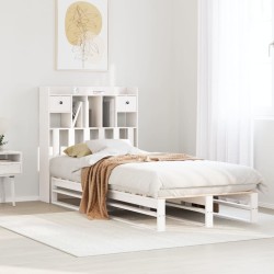 Lit bibliothèque sans matelas blanc 75x190cm bois de pin massif 