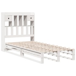 Lit bibliothèque sans matelas blanc 75x190cm bois de pin massif 