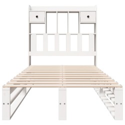 Lit bibliothèque sans matelas blanc 75x190cm bois de pin massif 