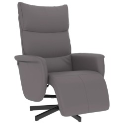 Fauteuil inclinable avec repose-pieds gris similicuir 