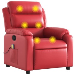 Fauteuil de massage inclinable rouge similicuir 