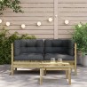 Canapé d'angle de jardin avec coussins 2 pcs bois pin imprégné 