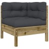 Canapé d'angle de jardin avec coussins 2 pcs bois pin imprégné 