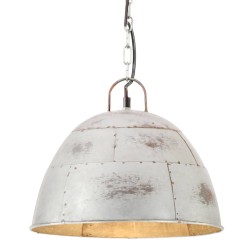 Lampe suspendue industrielle vintage 25 W Argenté Rond 31cm E27 