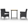 Ensemble de bistro de jardin 3 pcs rotin et bois d’acacia noir 