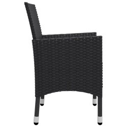 Ensemble de bistro de jardin 3 pcs rotin et bois d’acacia noir 