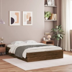 Cadre de lit avec tiroirs sans matelas chêne marron 120x200 cm 