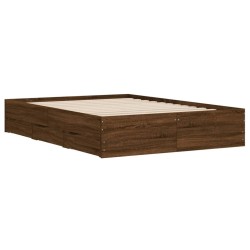 Cadre de lit avec tiroirs sans matelas chêne marron 120x200 cm 