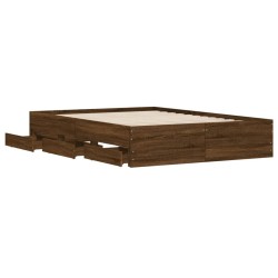 Cadre de lit avec tiroirs sans matelas chêne marron 120x200 cm 