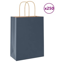 Sacs en papier 250 pcs avec poignées bleu 21x11x28 cm 