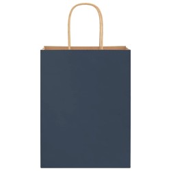Sacs en papier 250 pcs avec poignées bleu 21x11x28 cm 
