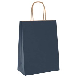 Sacs en papier 250 pcs avec poignées bleu 21x11x28 cm 