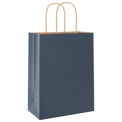 Sacs en papier 250 pcs avec poignées bleu 21x11x28 cm 