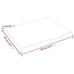 Dessus de table 60x50x2 cm bois de chêne massif non traité 