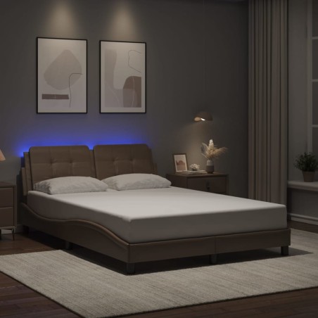 Cadre de lit avec LED sans matelas cappuccino 120x200 cm 
