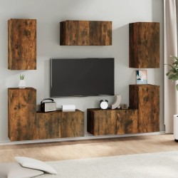 Ensemble de meubles TV 7 pcs Chêne fumé Bois d'ingénierie 