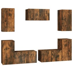 Ensemble de meubles TV 7 pcs Chêne fumé Bois d'ingénierie 