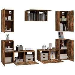 Ensemble de meubles TV 7 pcs Chêne fumé Bois d'ingénierie 