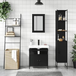 Ensemble de meubles salle de bain 3 pcs noir bois d'ingénierie 