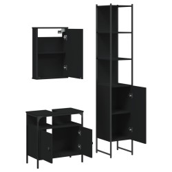 Ensemble de meubles salle de bain 3 pcs noir bois d'ingénierie 