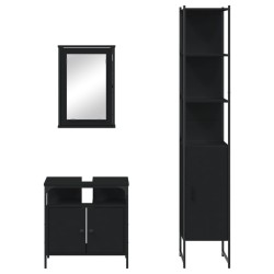 Ensemble de meubles salle de bain 3 pcs noir bois d'ingénierie 